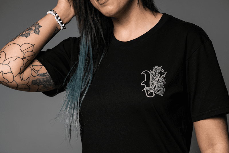 Load image into gallery viewer, VICTORY AMPPLIFIERS / THE KRAKEN SHORT-SLEEVED T-SHIRT - BLACK WITH WHITE LOGO (XL)