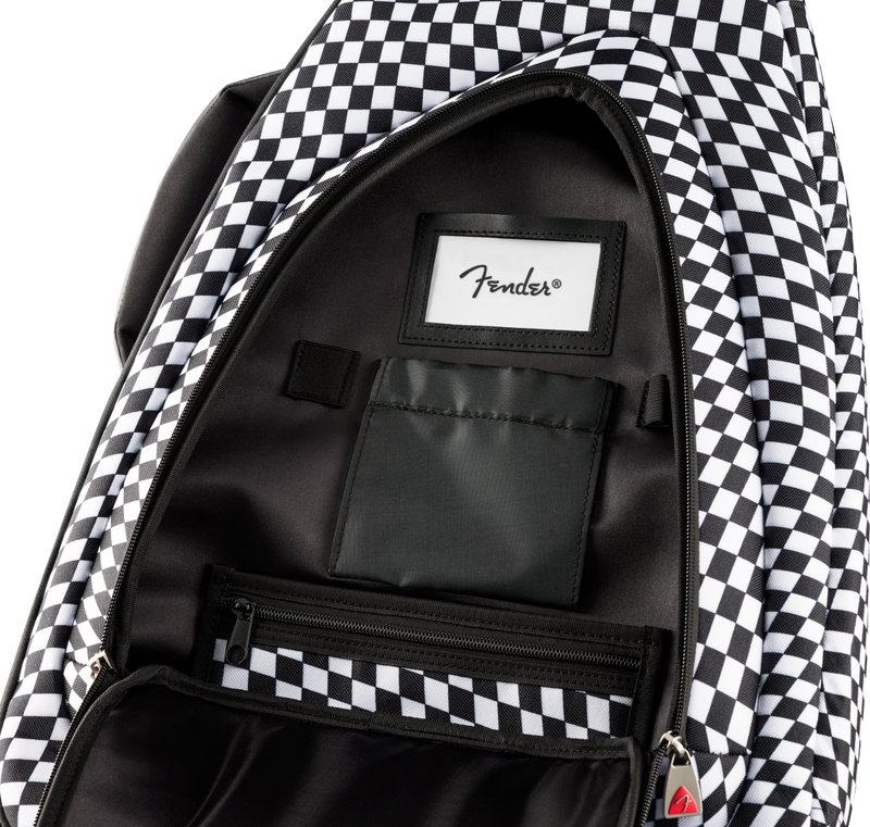 Load image into gallery viewer, Electric guitar case with wavy checkerboard pattern