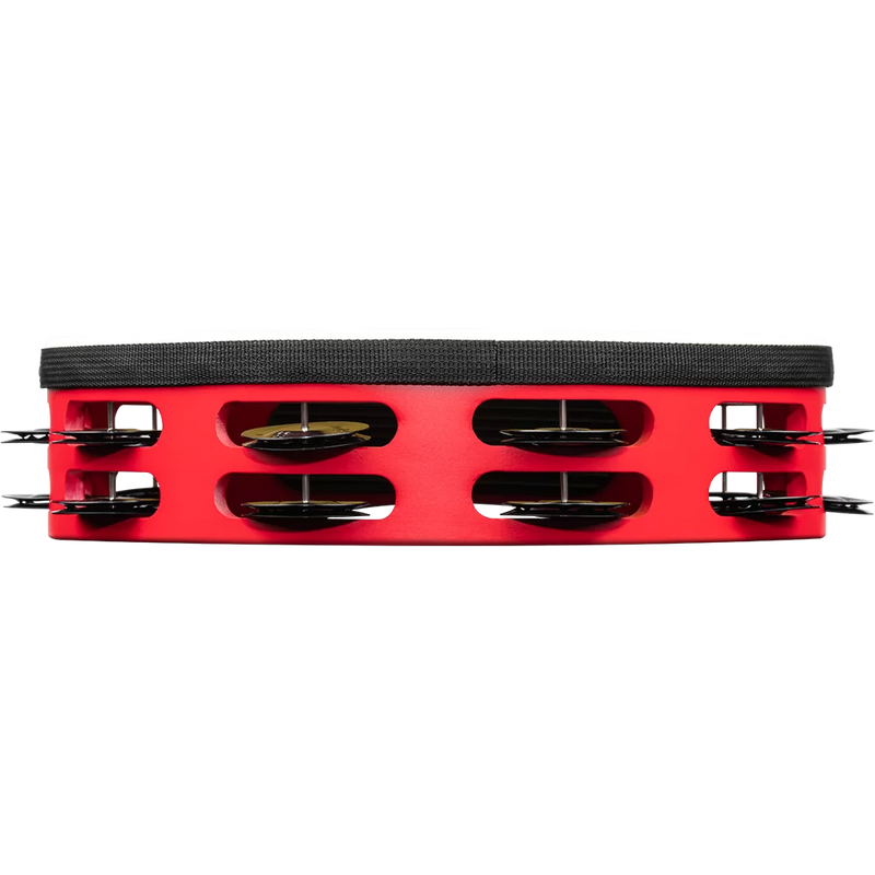 Load image into gallery viewer, MEINL PERCUSSION / TAH2BK-R-TF / 10" Touring Wooden Tambourine with Synthetic Head, Double Row, Red, Black Plated Steel Jingles