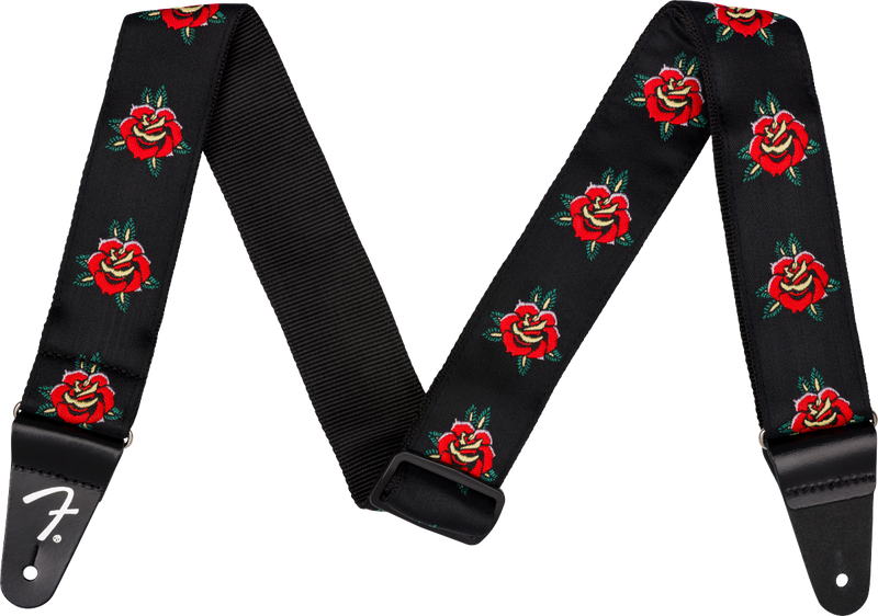 Chargez l'image dans la visionneuse de la galerie, Courroie 2” en jacquard tissé à motif de roses et doublée de nylon tubulaire résistant-Rouge