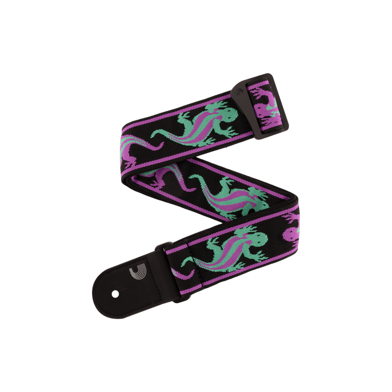 Chargez l'image dans la visionneuse de la galerie, Courroie noire , Vintage "planet waves" Lézard (Vert-Mauve)