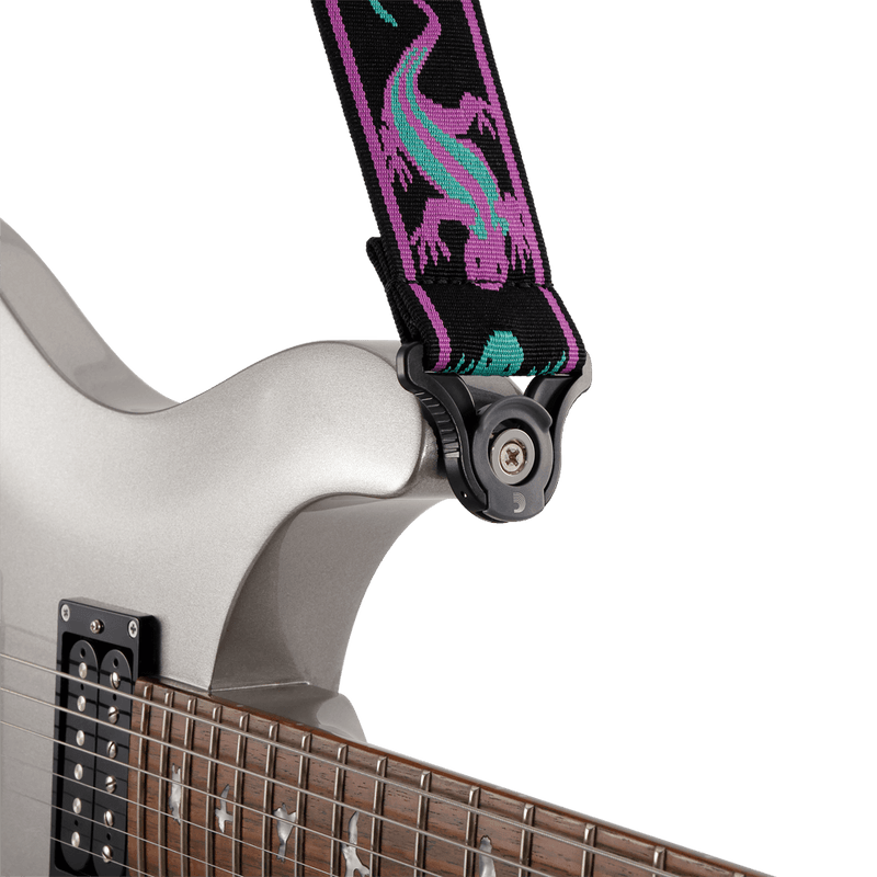 Chargez l'image dans la visionneuse de la galerie, Courroie noire auto-bloquante, Vintage "planet waves" Lézard (Vert-Violet)