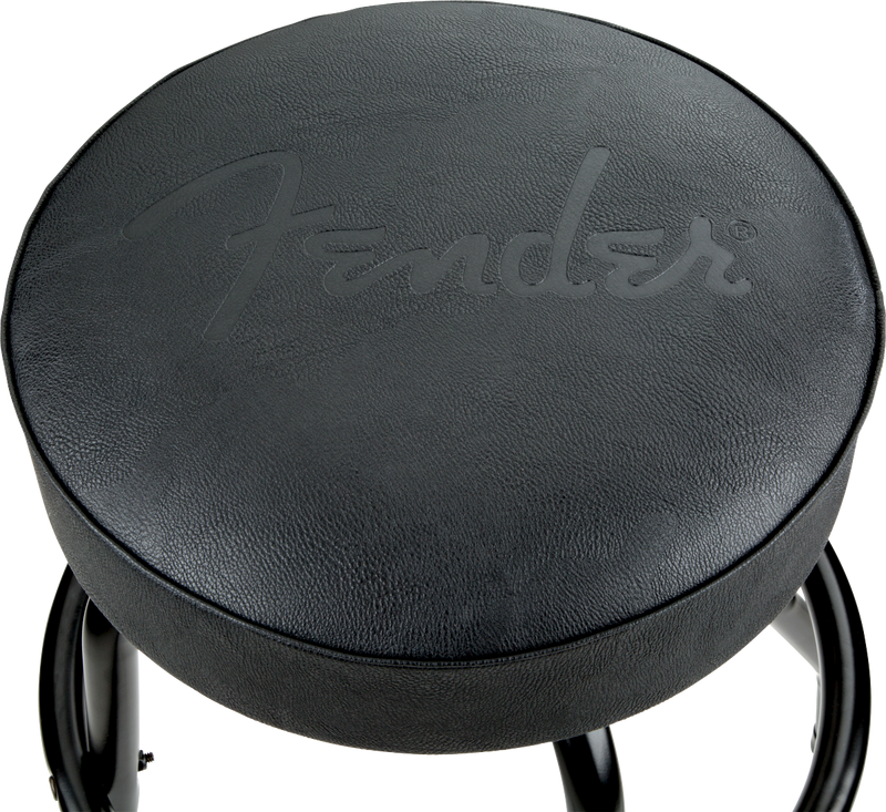 Load image into gallery viewer, Tabouret de bar Fender® avec logo noir en relief, noir/noir, 30"