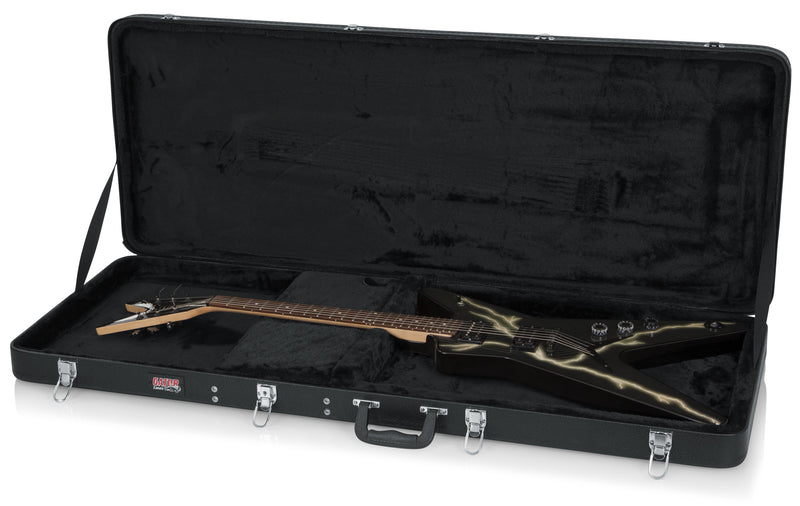 Load image into gallery viewer, Étui rigide en bois pour guitares aux formes extrêmes, telles que les modèles Flying V et Explorer