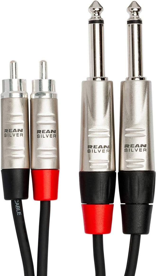 Load image into gallery viewer, Câble double tête de lecture en métal 1/4" - RCA 20 pieds