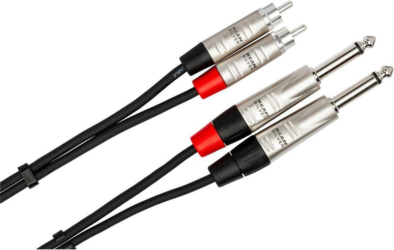 Load image into gallery viewer, Câble double tête de lecture en métal 1/4" - RCA 20 pieds