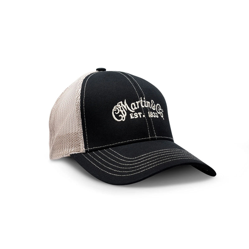 Load image into gallery viewer, Casquette de camionneur en maille avec logo Martin (noir & beige)