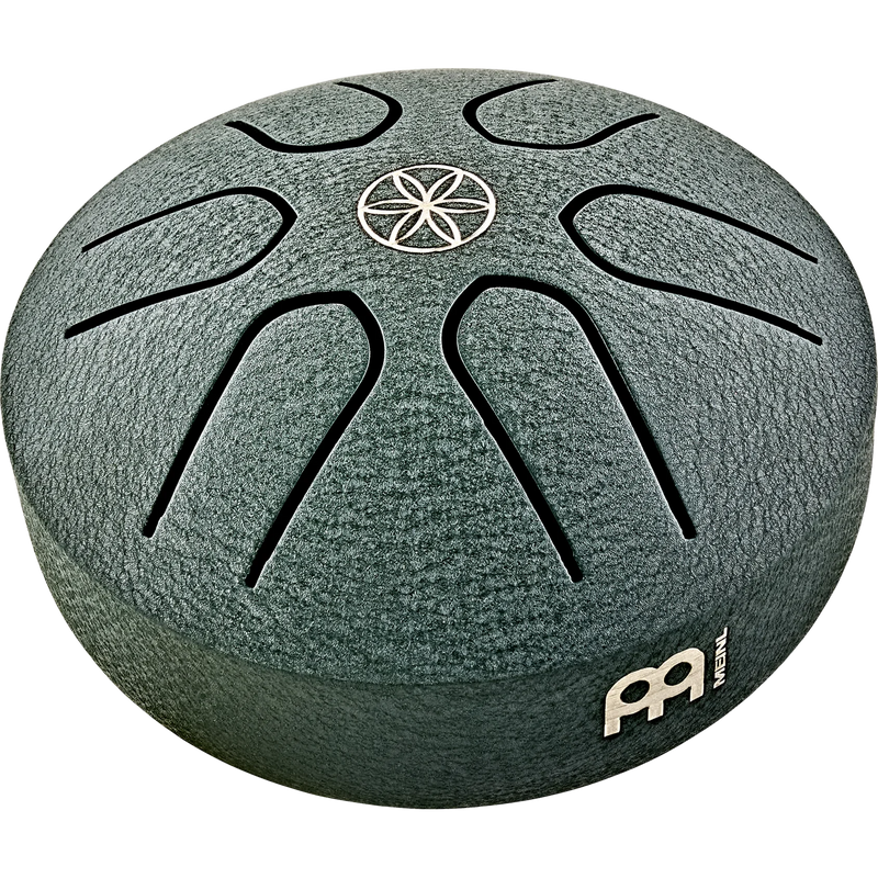 Load image into gallery viewer, Tambour à languettes en acier de poche Sonic Energy 3", La majeur, 6 notes, 440 Hz, Vert foncé, Germe de vie
