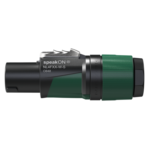 Load image into gallery viewer, connecteur speakON noir 4 contacts pour câble avec D.E. 6-12 mm