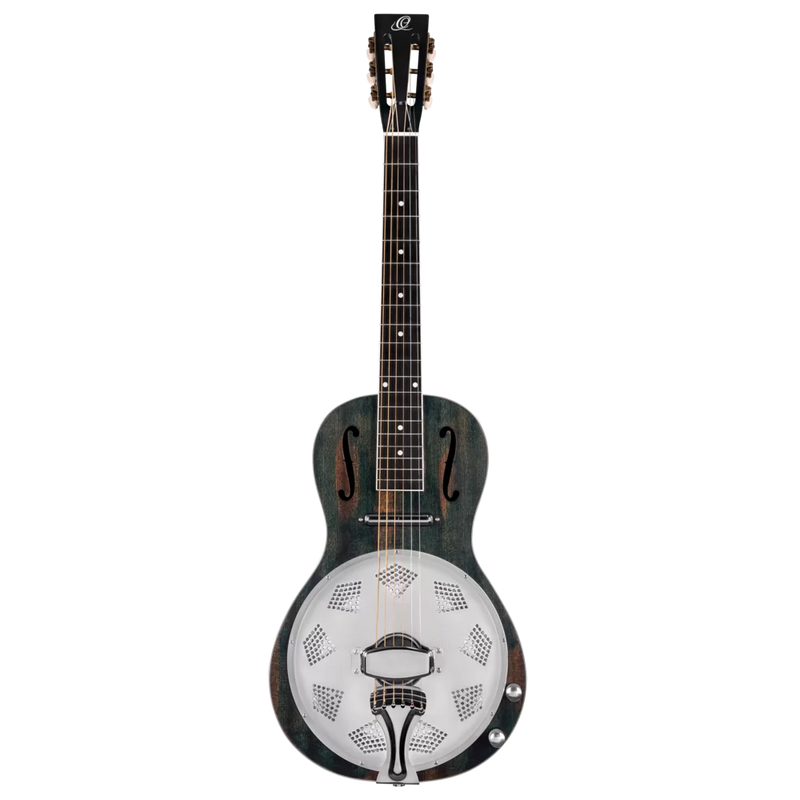 Load image into gallery viewer, RESONATOR GUITAR ACAJOU DÉTRESSÉ SATIN DENIM (pas d’étui)