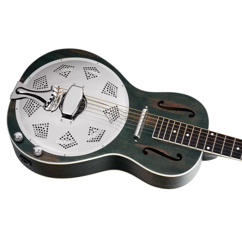 Load image into gallery viewer, RESONATOR GUITAR ACAJOU DÉTRESSÉ SATIN DENIM (pas d’étui)
