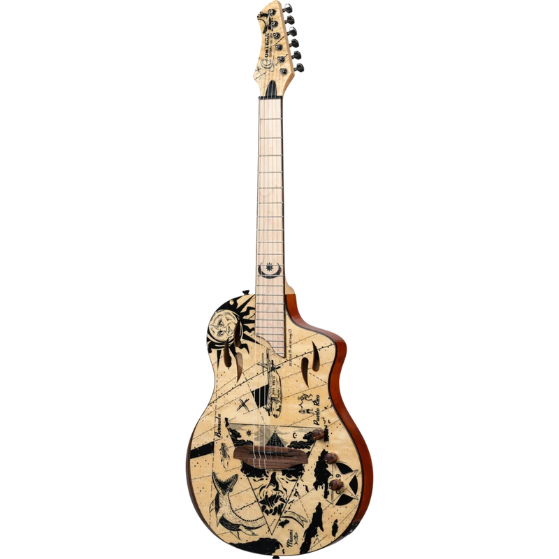Chargez l'image dans la visionneuse de la galerie, Guitare classique/électrique SÉRIE TOURPLAYER, GUITARE TAILLE NORMALISE EN OKOUMÉ MASSIF/ÉRABLE FLAMBÉ, DESIGN BERMUDA