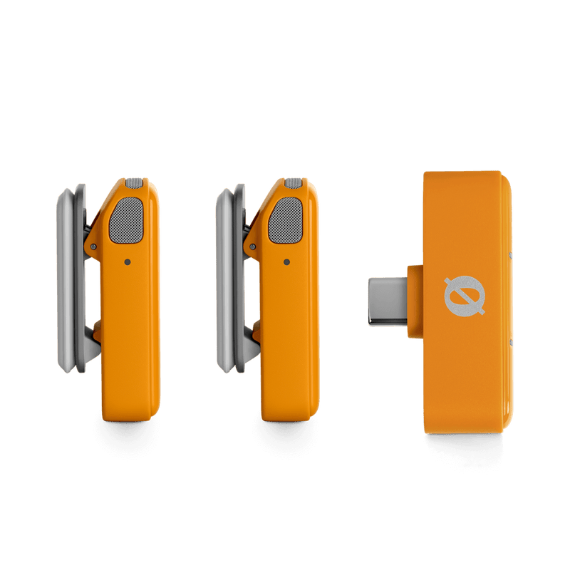 Chargez l'image dans la visionneuse de la galerie, Ensemble de 2 microphones sans fils ultracompact pour téléphones intelligents USB-C (Orange)