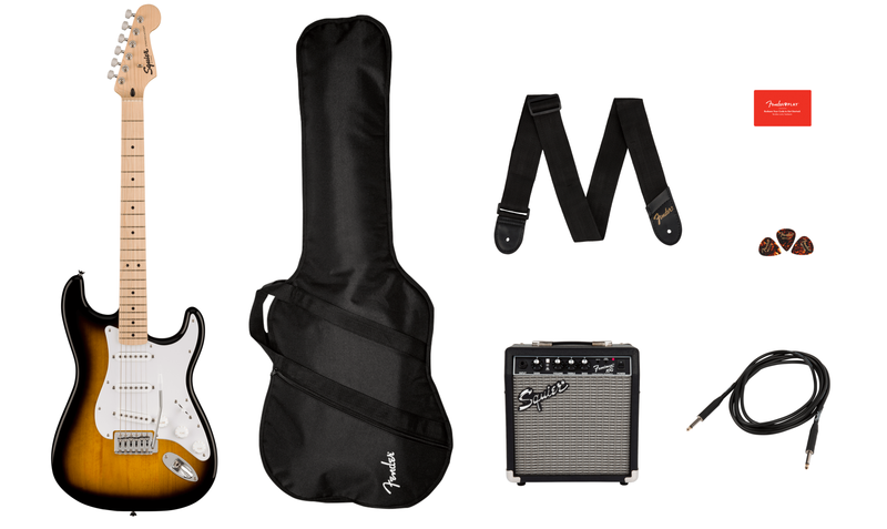 Chargez l'image dans la visionneuse de la galerie, Pack Squier Sonic Stratocaster, housse, ampli Frontman 10G, courroie et accessoires