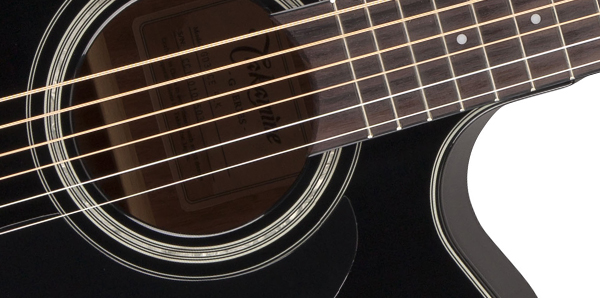 Load image into gallery viewer, Guitare électro-acoustique Dreadnought à pan coupé, noire- pas d’étui