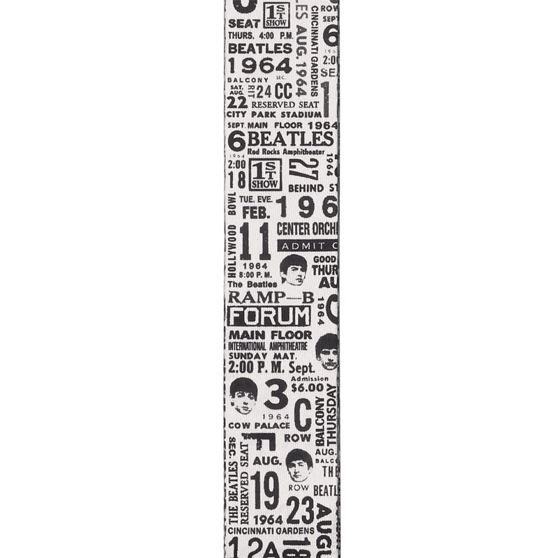 Chargez l'image dans la visionneuse de la galerie, Courroie avec Motifs de Billets de la tournée des Beatles 1964- Blanc et Noir