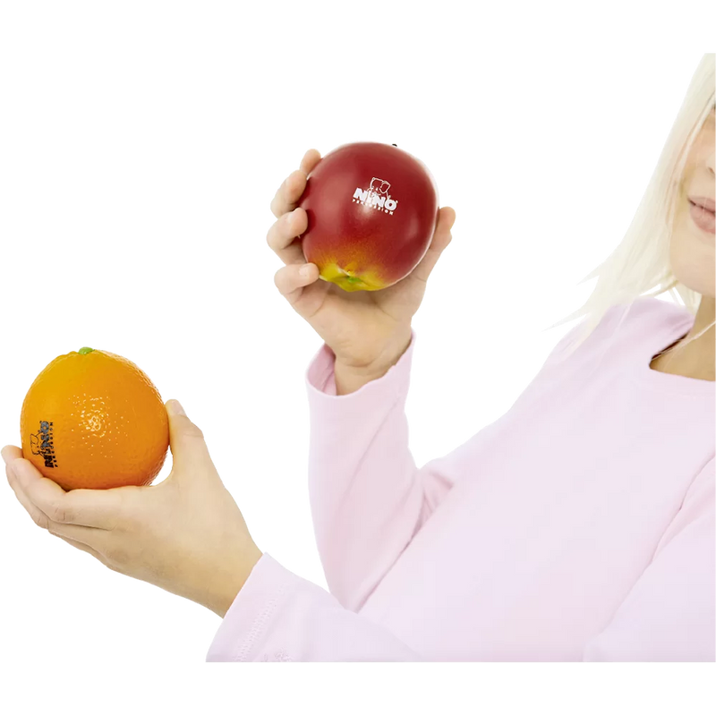 Load image into gallery viewer, Ensemble de shakers à percussion NINO® « Fruit », 4 pièces (pomme, banane, citron, orange)