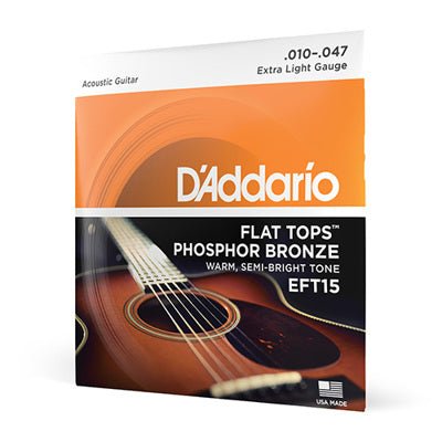 Chargez l'image dans la visionneuse de la galerie, Cordes D'Addario EFT15 Flat Tops Phosphor Bronze pour guitare acoustique, Extra Light, 10 - 47 - Drummond Musique
