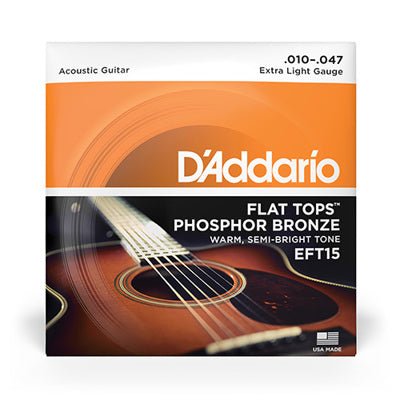 Chargez l'image dans la visionneuse de la galerie, Cordes D'Addario EFT15 Flat Tops Phosphor Bronze pour guitare acoustique, Extra Light, 10 - 47 - Drummond Musique