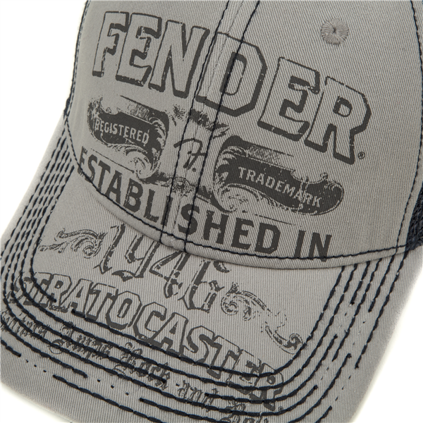 Load image into gallery viewer, Casquette de camionneur "Fender Strat" grise de taille unique