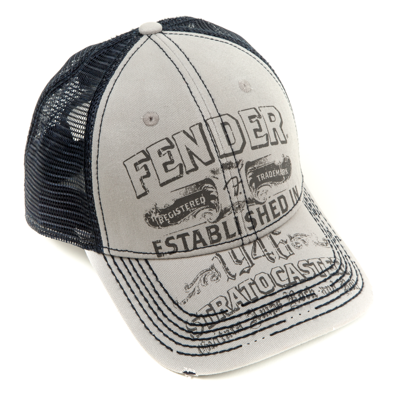 Load image into gallery viewer, Casquette de camionneur "Fender Strat" grise de taille unique