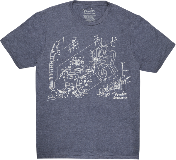 Chargez l'image dans la visionneuse de la galerie, Chandail médium "Fender Jazzmaster Patent Drawing" bleu