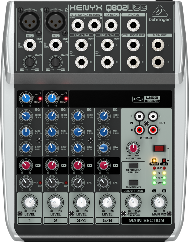 Load image into gallery viewer, 8 inputs 2 BUS Mixer with USB audio interface