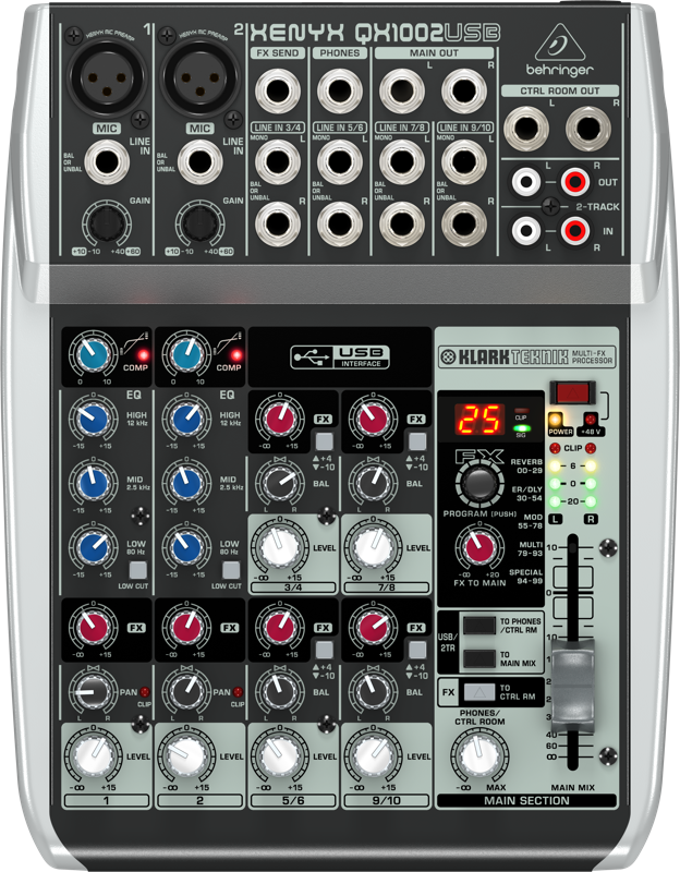 Load image into gallery viewer, 10 inputs 2 buses BUS mixer with USB audio interface and Multi-FX processor