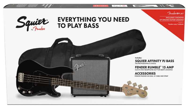 Chargez l'image dans la visionneuse de la galerie, Ensemble de départ avec basse électrique 4 cordes "Affinity Series Precision Bass" avec amplificateur "Rumble 15", étui, courroie et accessoires
