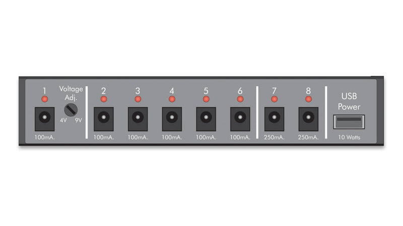 Chargez l'image dans la visionneuse de la galerie, Bloc d'alimentation à pédale à 8 sorties ISO-8U avec alimentation USB