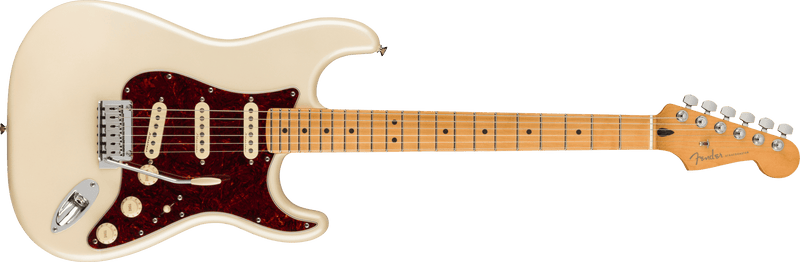 Load image into gallery viewer, Electric guitar, &quot;Player Plus Stratocaster&quot; maple fingerboard - &quot;Olympic Pearl&quot;, Deluxe soft case
