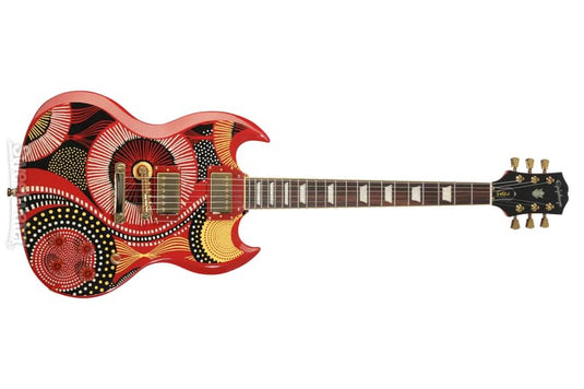 Epiphone SG model Fatoumata Diawara (ember red finish with Malian illustration, hard case included)