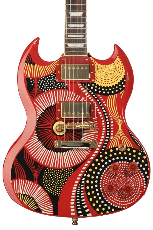 Epiphone SG model Fatoumata Diawara (ember red finish with Malian illustration, hard case included)