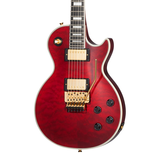 Guitare électrique Epiphone Alex Lifeson Les Paul Custom Axcess -rouge ruby, avec étui rigide