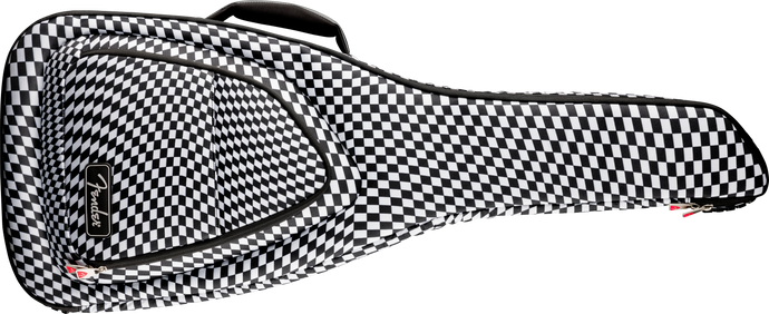 Electric guitar case with wavy checkerboard pattern