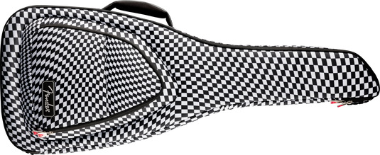 Electric guitar case with wavy checkerboard pattern