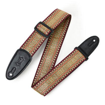 Belt with leather end and jacquard style embroidery with Thai design