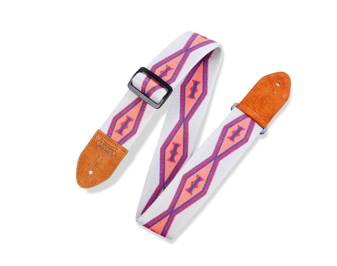 2'' white cotton belt with pink diamond patterns