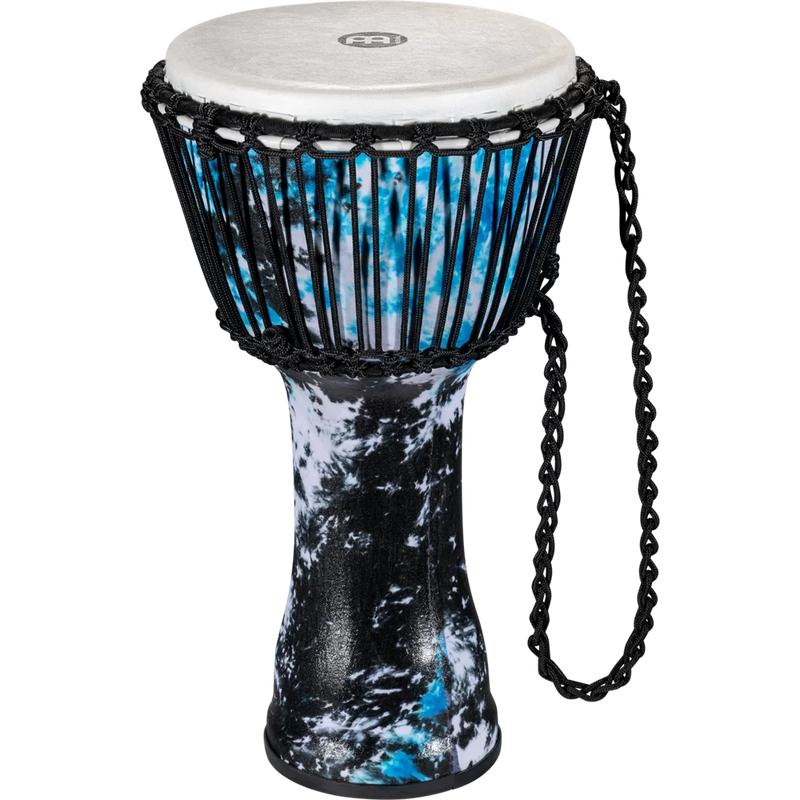 Load image into gallery viewer, MEINL PERCUSSION / PADJ8-MF / 10&quot; Rope Tuned Travel Series Djembe, Synthetic Head (Patented), Galactic Blue Tie Dye
