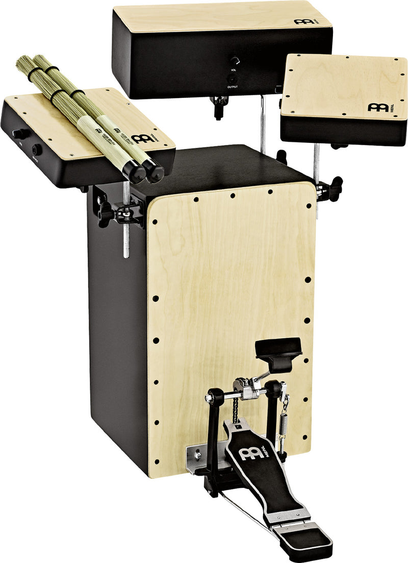 Load image into gallery viewer, MEINL PERCUSSION / PBASSCAJ-KIT / Cocktail cajon; Tom Tap; Snare tap; Bongo Cajon Tap; Terminal brush (SB307); Pedal (TMBP); Pedal mixer (CPB4); 3 L-shaped rods (MC-R5); Separator
