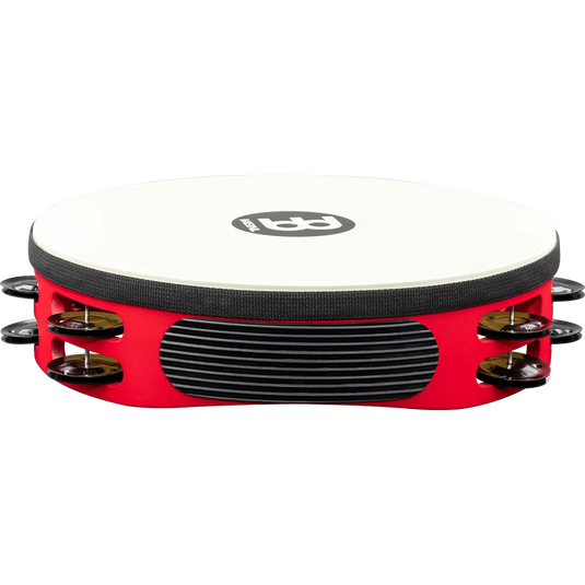 MEINL PERCUSSION / TAH2BK-R-TF / 10" Touring Wooden Tambourine with Synthetic Head, Double Row, Red, Black Plated Steel Jingles