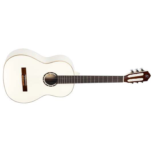 FULL SIZE SPRUCE/MAHOGANY GUITAR, WHITE WITH CARRYING CASE