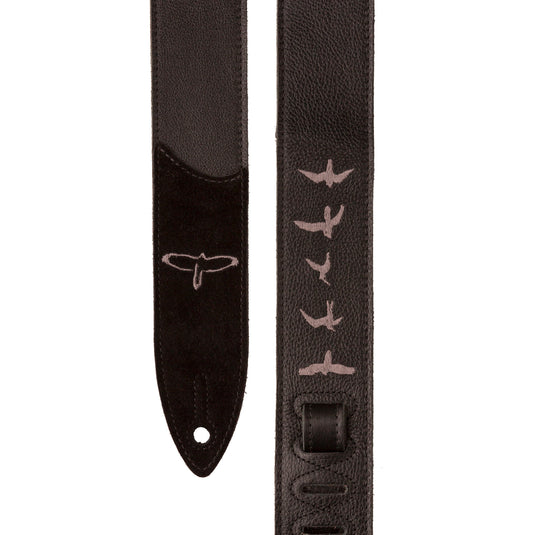 Premium leather strap with bird embroidery