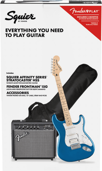 Ensemble Affinity Stratocaster HSS avec 15G, sac de transport - "Lake Placid Blue"