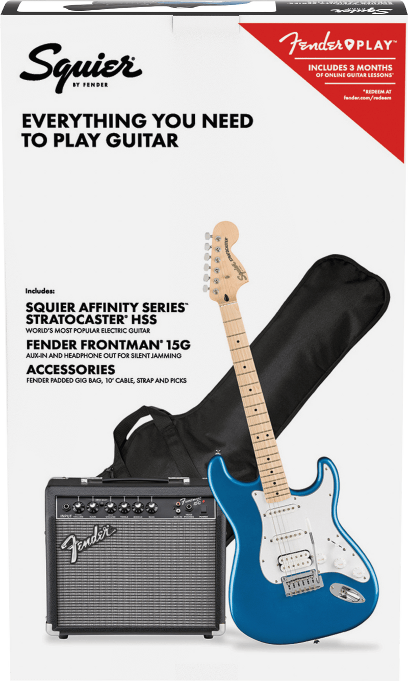 Chargez l&#39;image dans la visionneuse de la galerie, Ensemble Affinity Stratocaster HSS avec 15G, sac de transport - &quot;Lake Placid Blue&quot;
