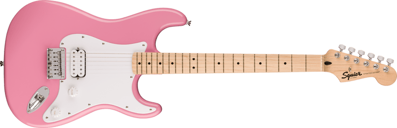 Chargez l&#39;image dans la visionneuse de la galerie, Guitare électrique, &quot;SQUIER SONIC® STRATOCASTER® HT H&quot; touche en érable, protecteur blanc, couleur Rose éclatant
