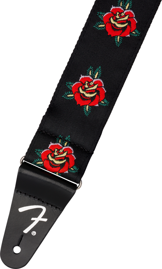 Courroie 2” en jacquard tissé à motif de roses et doublée de nylon tubulaire résistant-Rouge