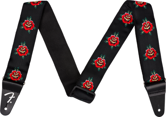 Courroie 2” en jacquard tissé à motif de roses et doublée de nylon tubulaire résistant-Rouge