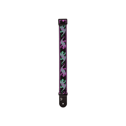 Courroie noire , Vintage "planet waves" Lézard (Vert-Mauve)