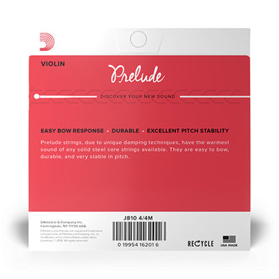 Corde unitaire pour violon, D'Addario Prelude violon simple corde A, échelle 4/4, tension moyenne